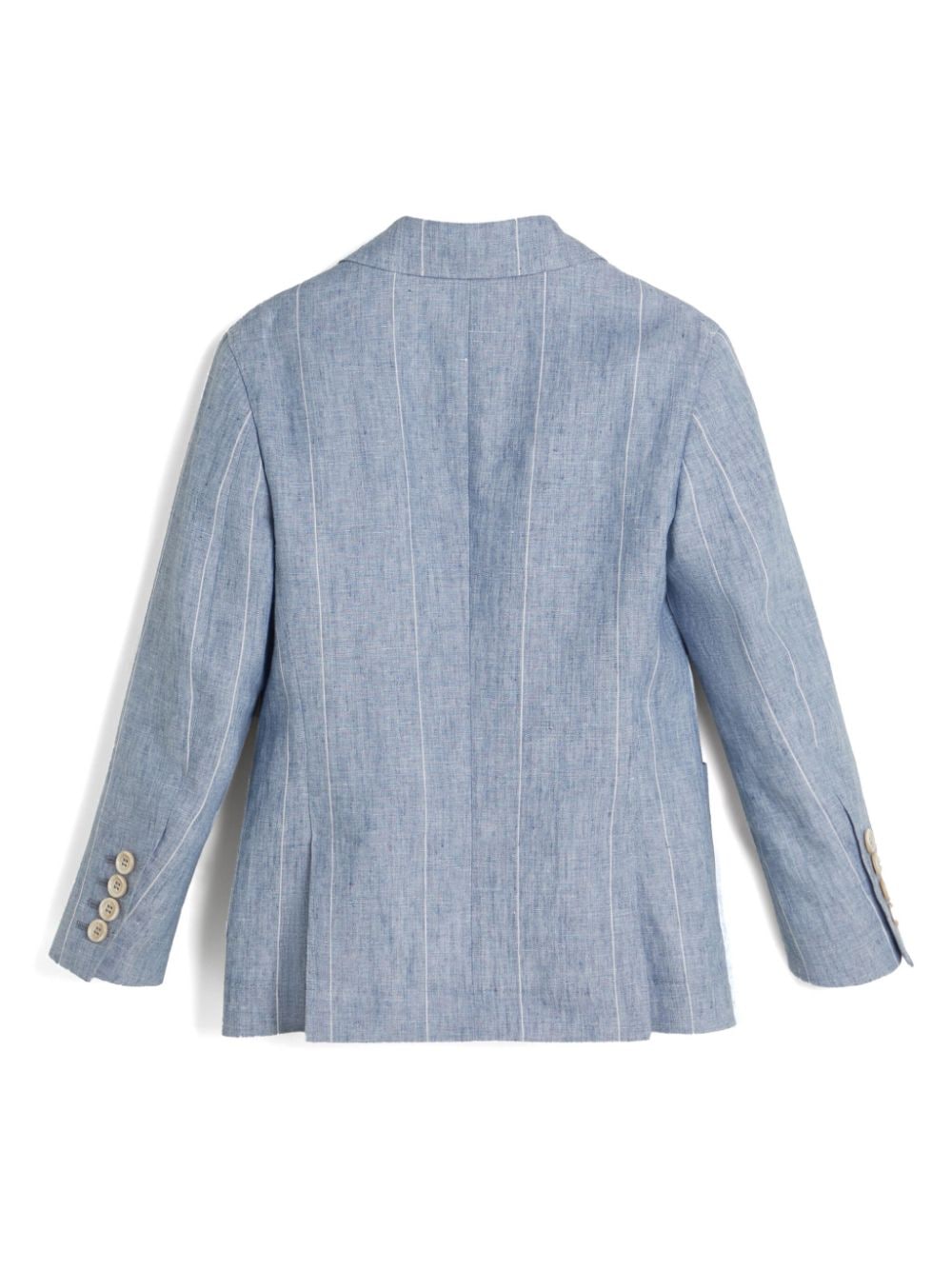 Shop Brunello Cucinelli Pinstriped Organic Linen Blazer In Blue