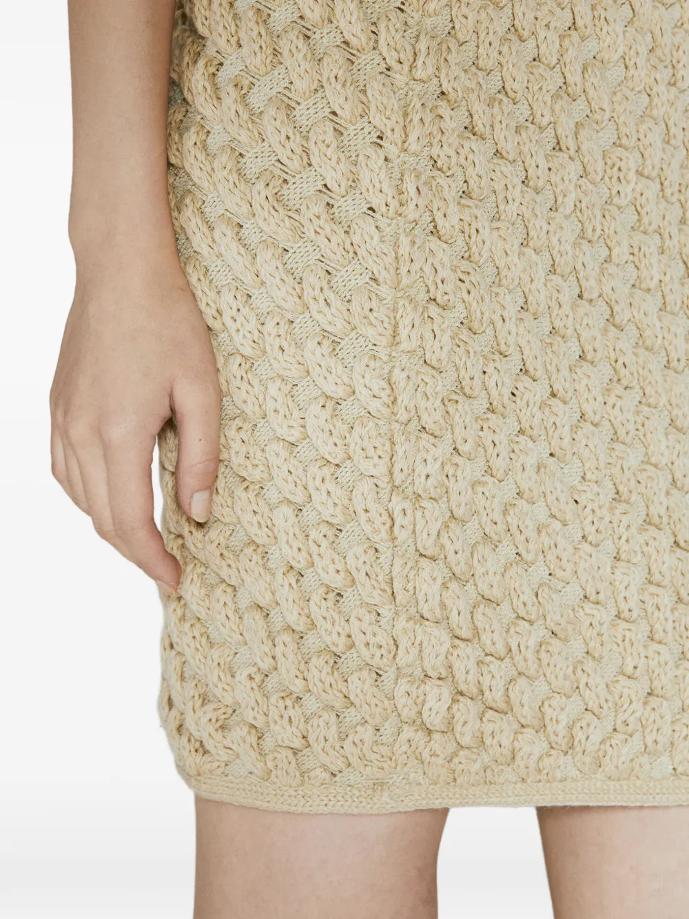 Isa Boulder Kabelgebreide mini-jurk Beige
