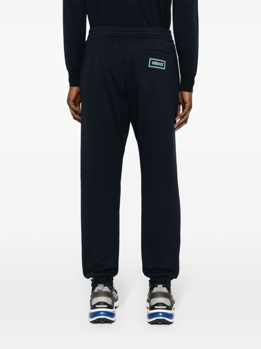 Shop Versace Logo-embroidered Track Pants In Blue