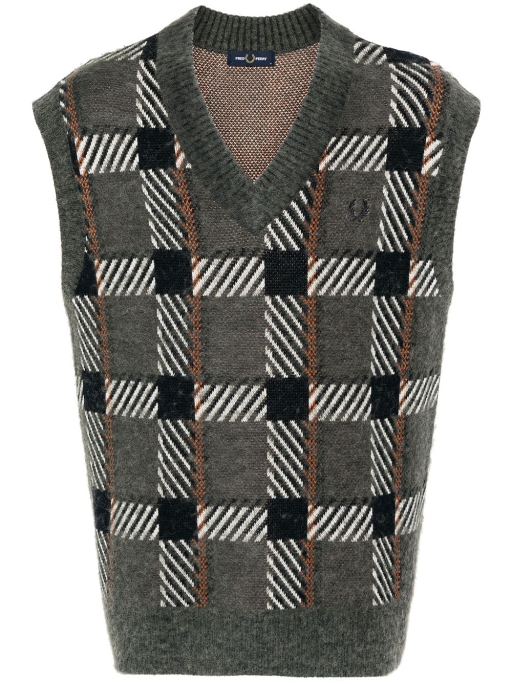 Fred Perry Glitch tartan-jacquard knitted vest - Verde