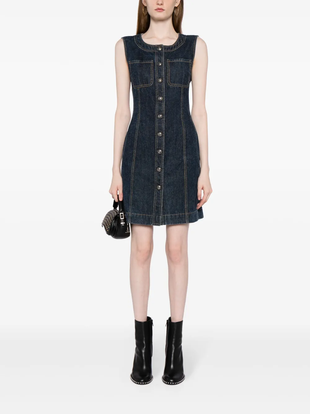 Pre-owned Chanel 1990-2000s Sleeveless Denim Dress In Blue