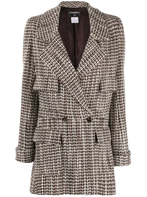 CHANEL Pre-Owned chamarra de bouclé con doble botonadura 2001
