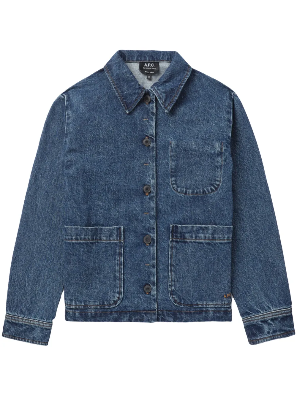 a.p.c. veste en jean à simple boutonnage - bleu