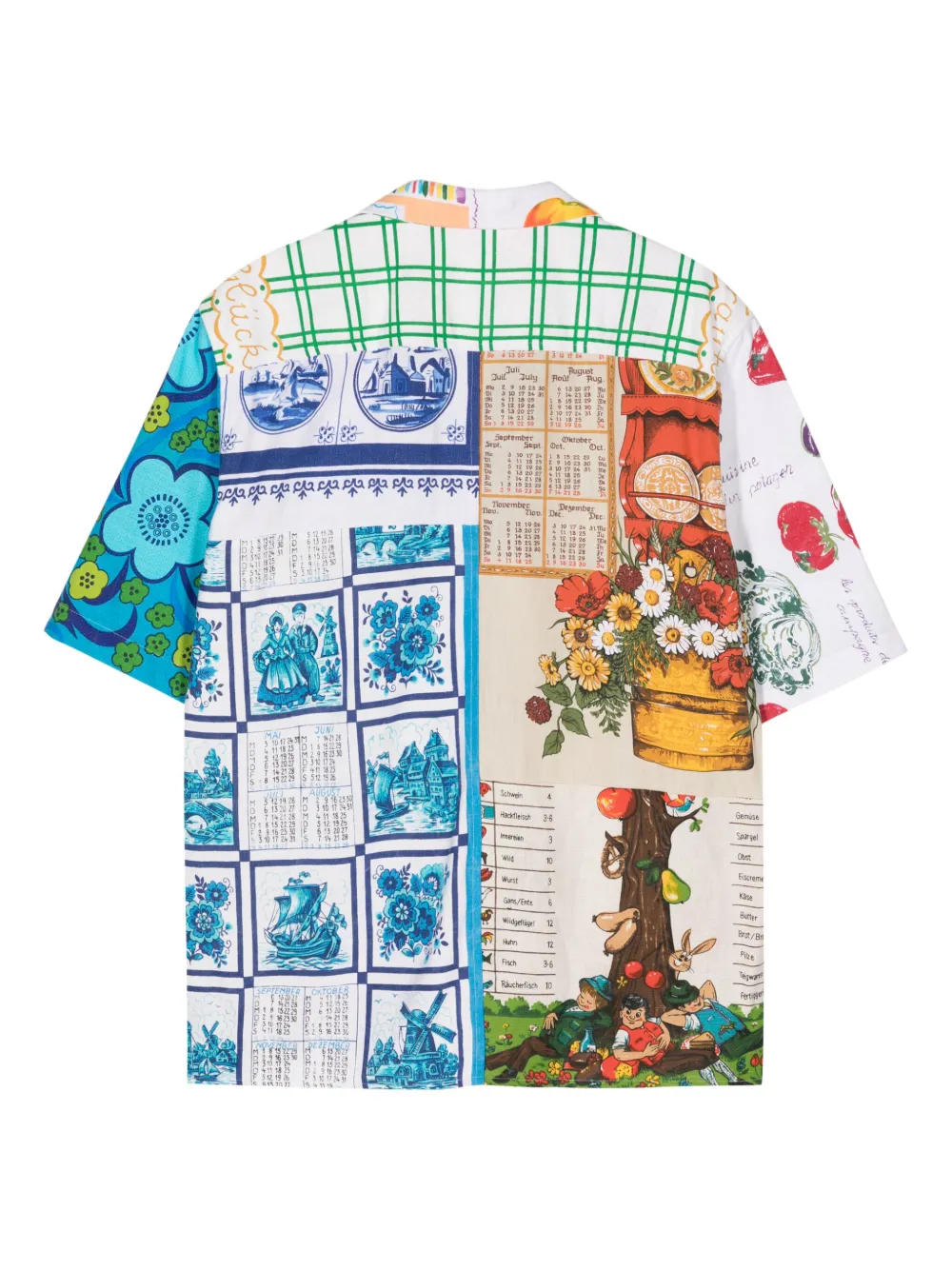 Marine Serre panelled floral-print cotton shirt - Beige
