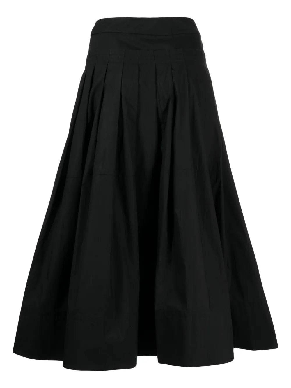 Lee Mathews A-line cotton midi skirt - Zwart