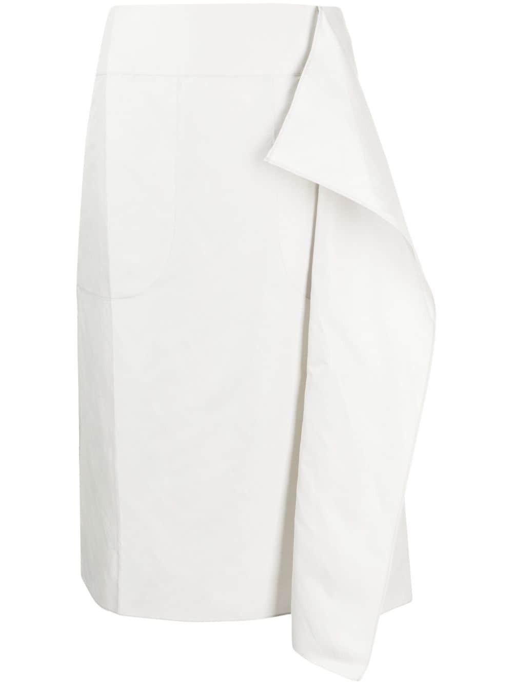 lee mathews jupe mi-longue drapée à taille haute - blanc