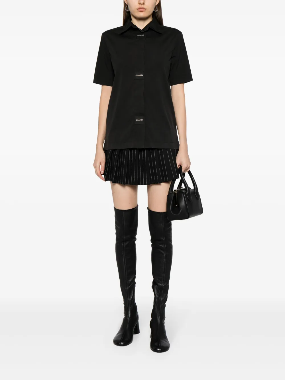 CHANEL Pre-Owned 1999 short-sleeved concealed shirt - Zwart