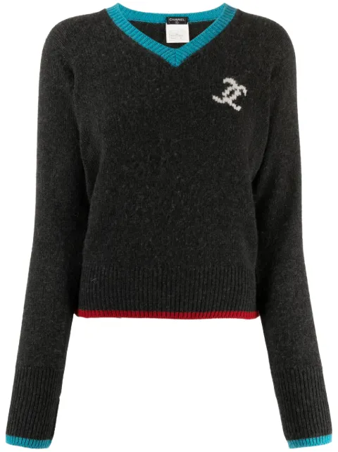 CHANEL 1996 CC-intarsia cashmere jumper Women