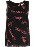 CHANEL Pre-Owned 1996 logo-print silk top - Black