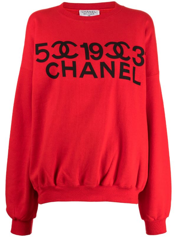 CHANEL Pre-Owned 1990s logo-print Cotton Sweatshirt - Farfetch