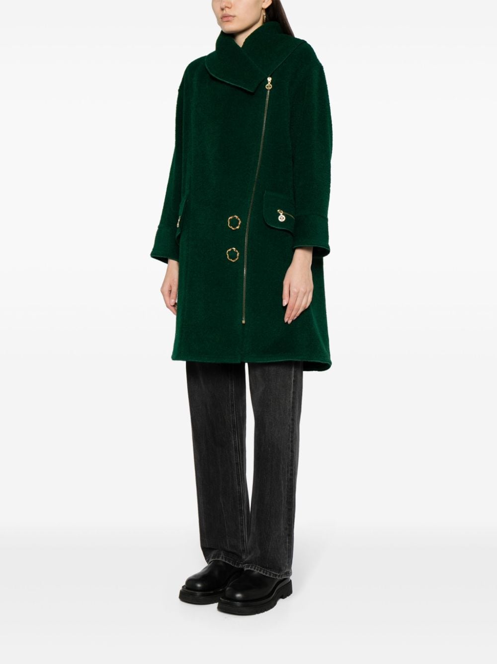 Pre-owned Chanel 不对称羊毛外套（1994年典藏款） In Green