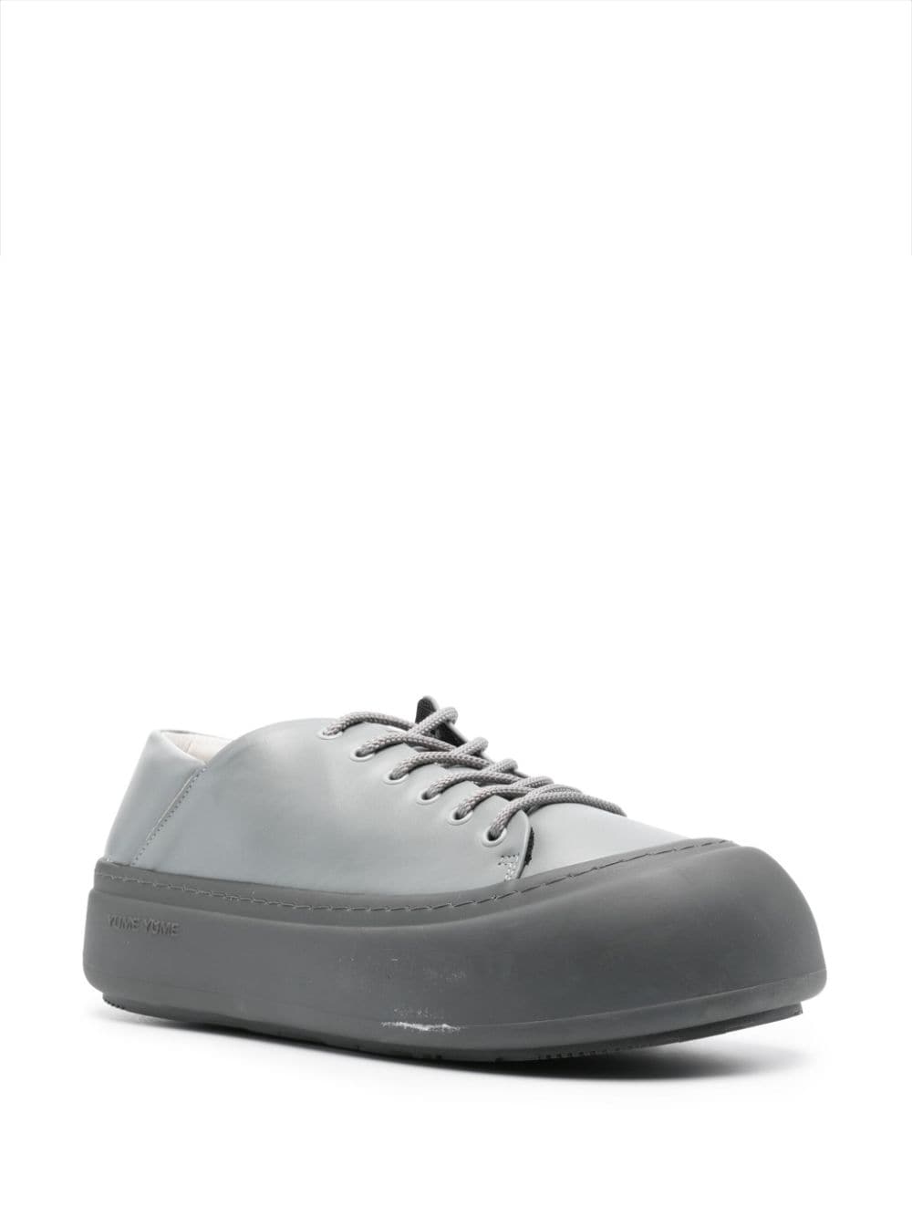 Shop Yume Yume Goofy Leather Sneakers In Grey