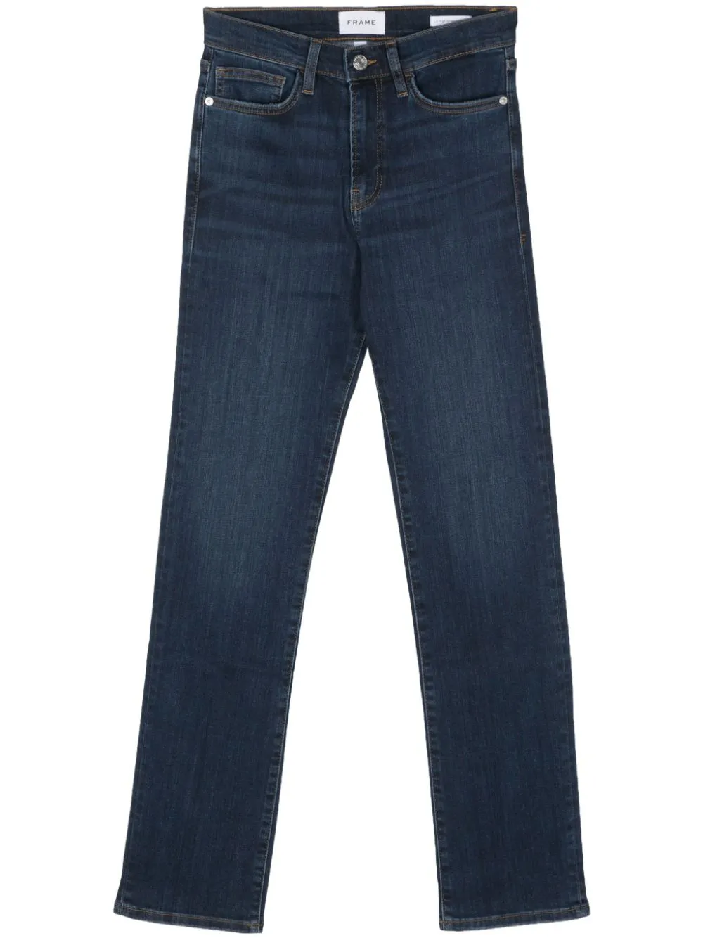 Frame Whiskering-effect Straight-leg Jeans In Blue