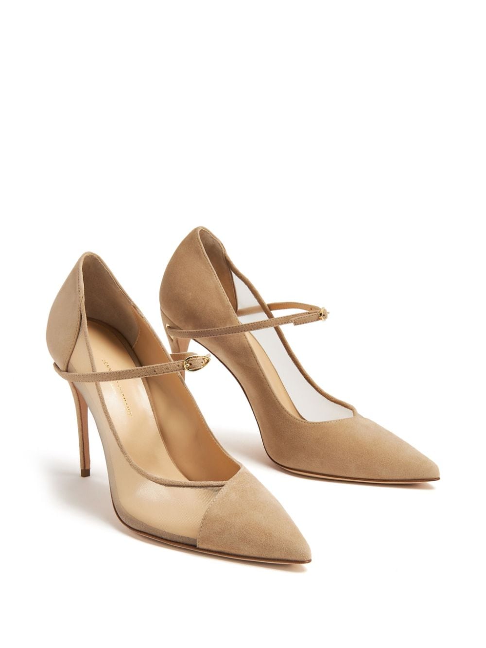 Shop Jennifer Chamandi Lorenzo 105mm Suede Pumps In Neutrals