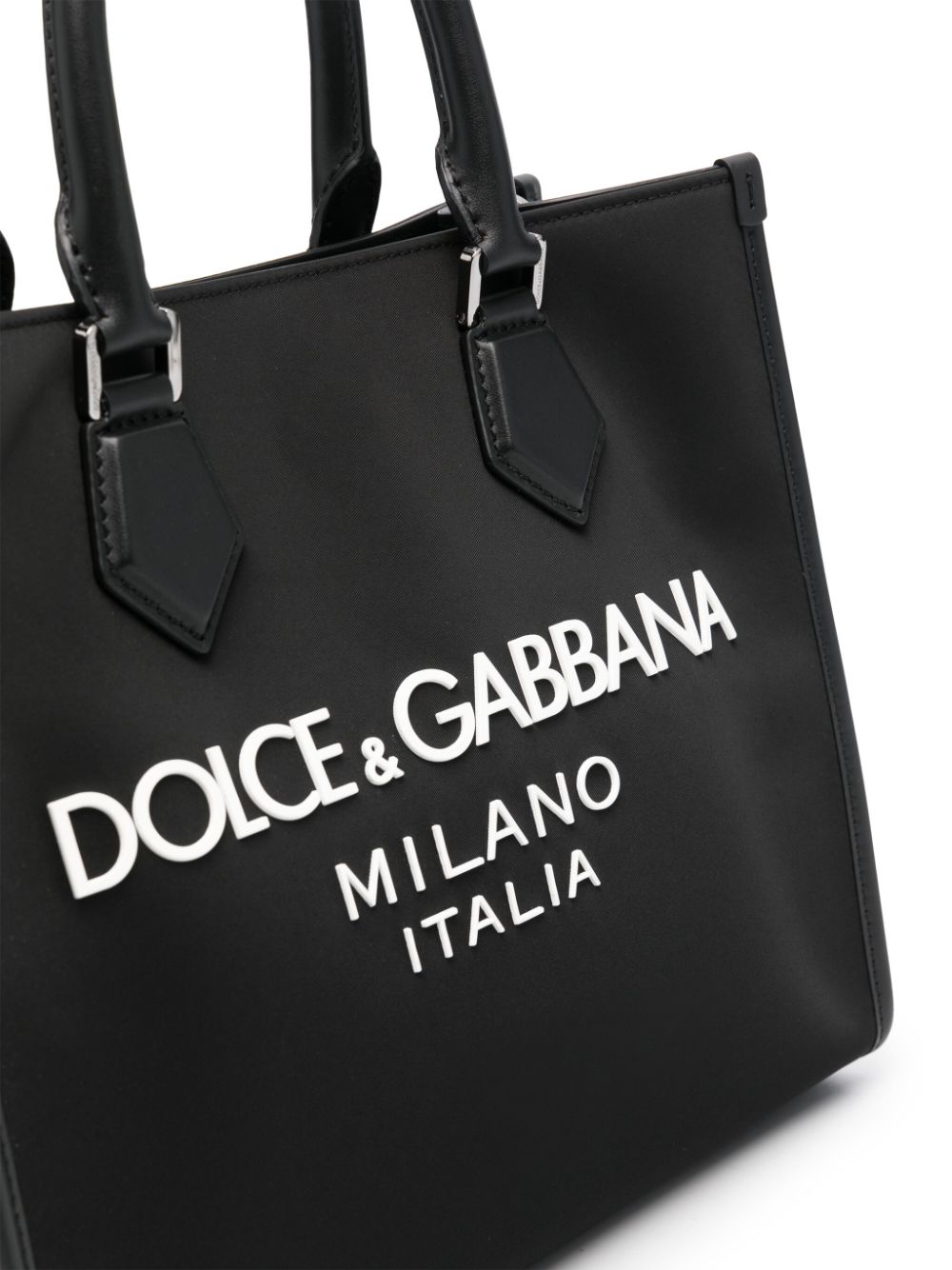 Shop Dolce & Gabbana Logo-embossed Canvas Tote Bag In Black