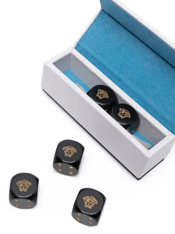 Versace Medusa-Head Leather Dice Set | Silver | FARFETCH