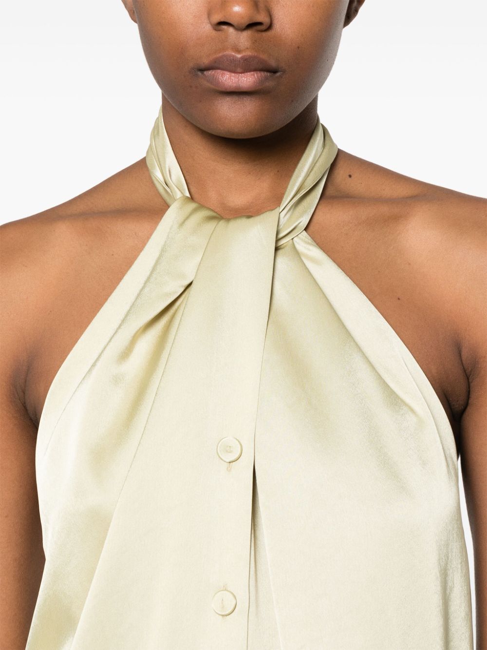 Shop Nanushka Neline Draped Halterneck Top In Green