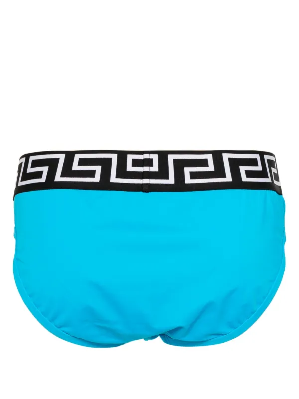 Versace logo print Strap Swim Trunks Blue FARFETCH TR