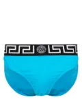 Versace logo-print strap swim trunks - Blue