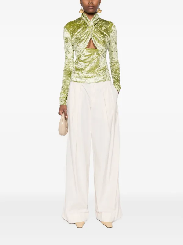 Nanushka Iride twist-detailing Velvet Top | Green | FARFETCH GE