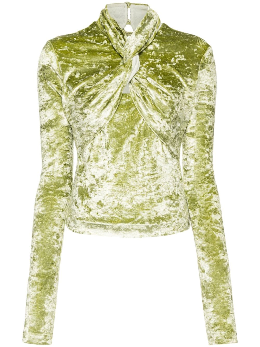 Shop Nanushka Iride Twist-detailing Velvet Top In Green