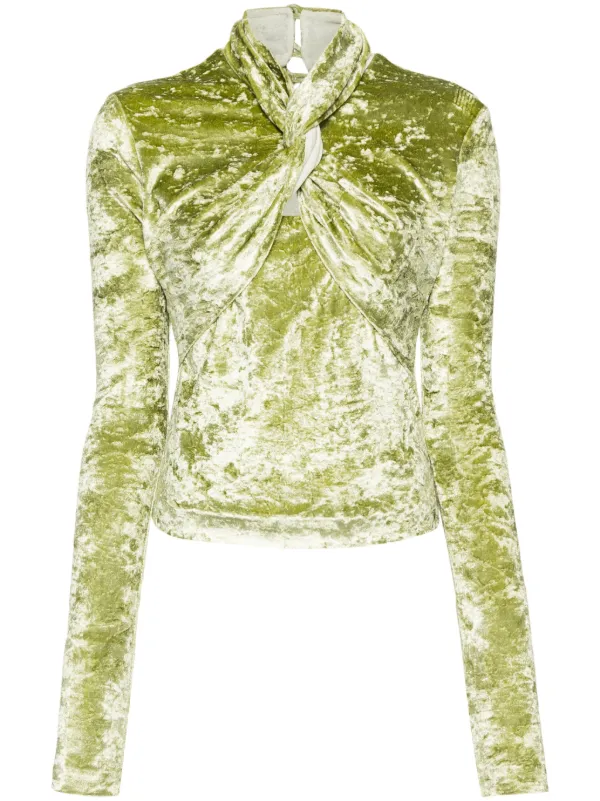 【関税込み】Nanushka グリーン Iride 長袖トップス Green Iride Long Sleeve T-Shirt by Nanushka on Sale