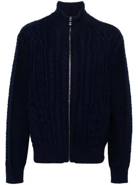 Versace cable-knit virgin wool cardigan