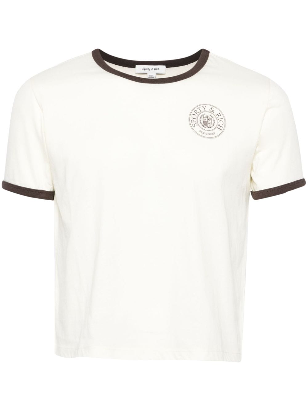 Sporty And Rich Logo-print Cotton T-shirt In Neutrals