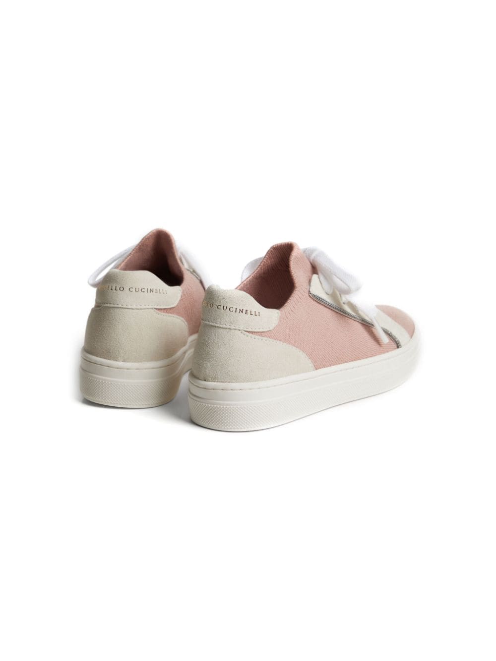 Shop Brunello Cucinelli Panelled Monili-chain Cotton Sneakers In 粉色
