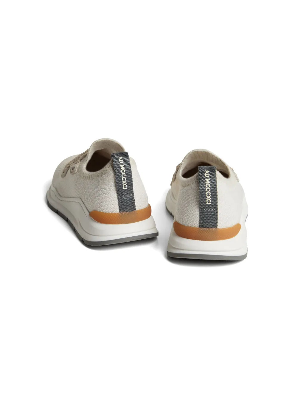 Brunello Cucinelli Knitted Stretch-cotton Sneakers In 中性色