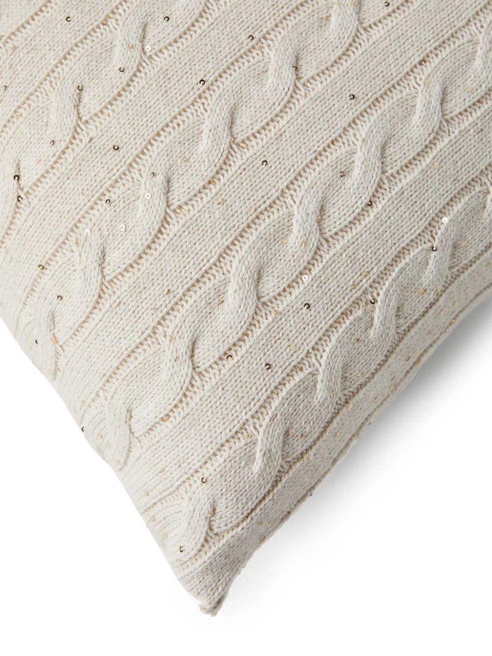 Brunello Cucinelli Cable-knit Sequin-embellished Cushion In Neutrals