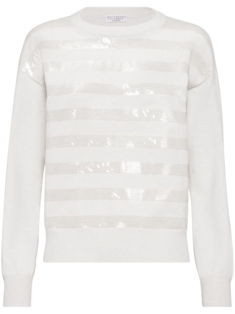 Brunello Cucinelli striped sequin cashmere jumper Women