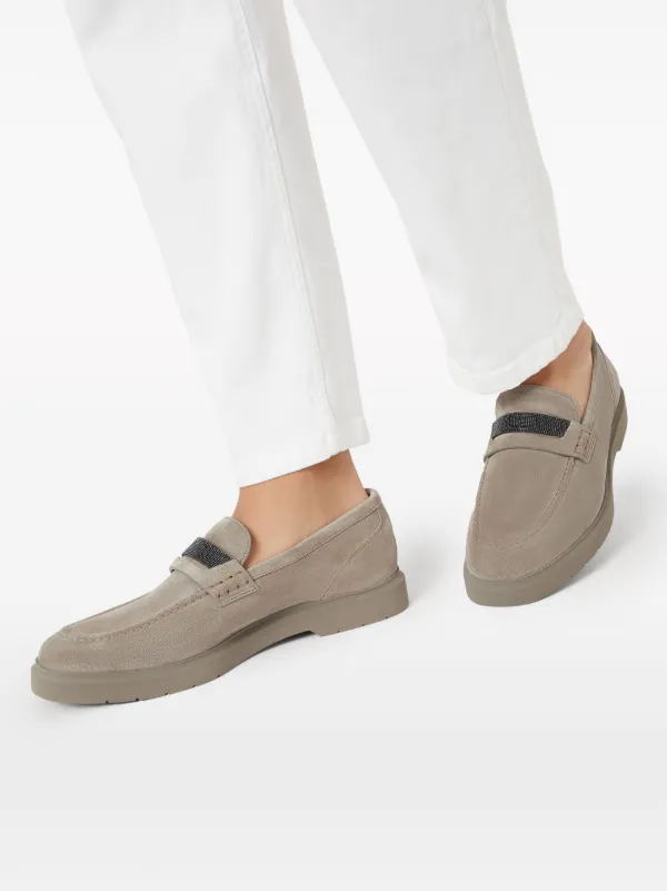 Crystal Embellished Suede Loafers Miu Miu Crystal-Embellished Suede Loafers - Overstock - 43808117 main image 4