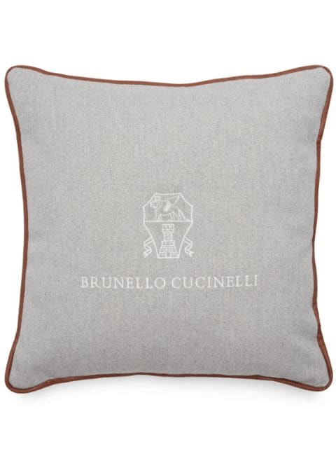 Brunello Cucinelli logo-embroidered cushion