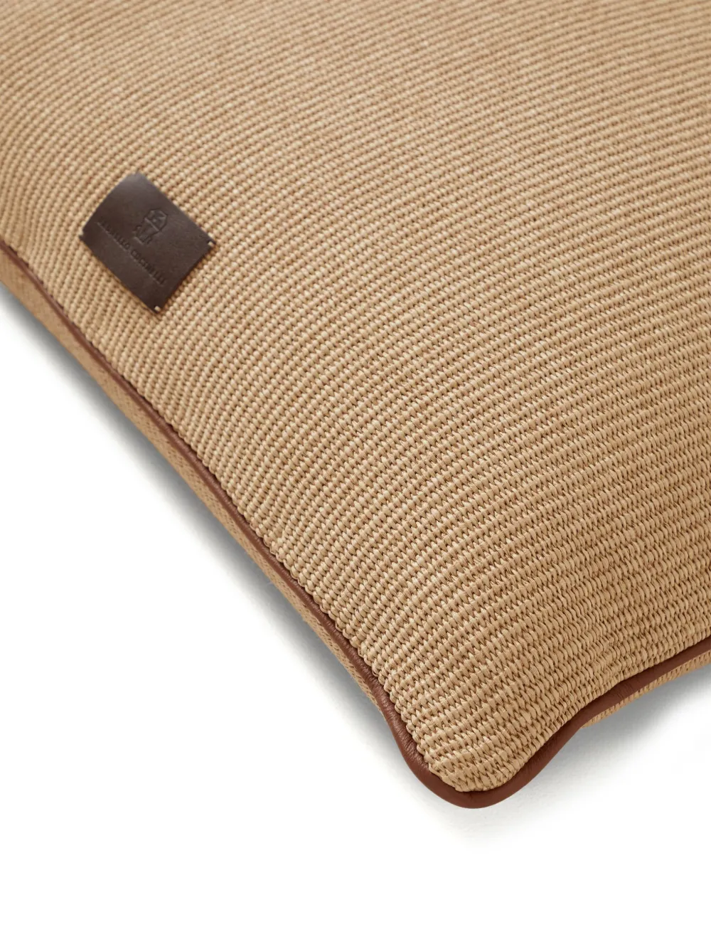  Brunello Cucinelli Logo-appliqué Interwoven-design Cushion - Neutrals 