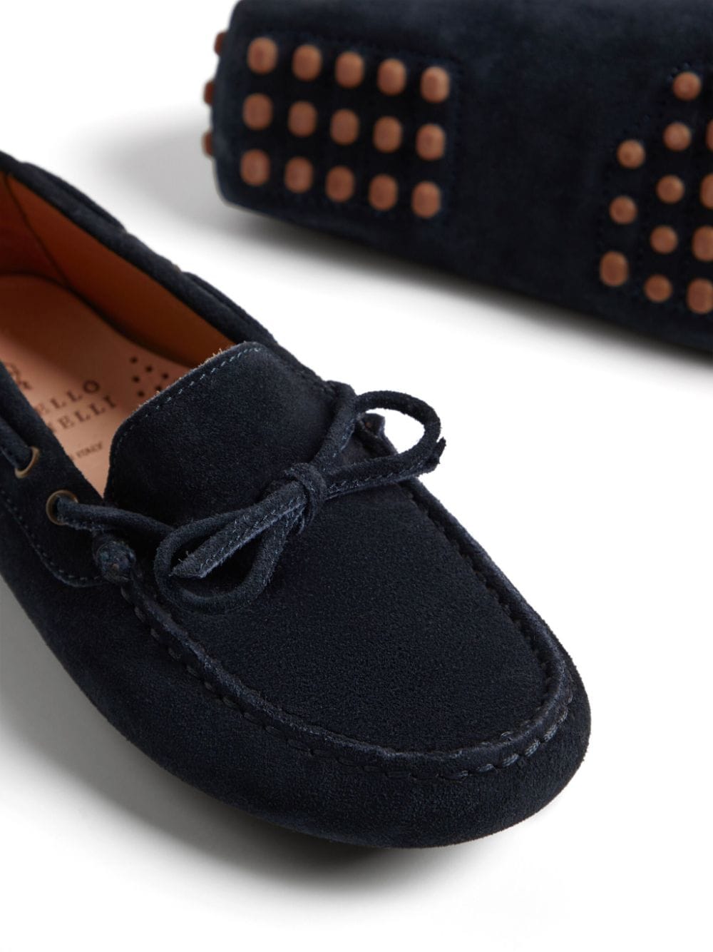 Shop Brunello Cucinelli Leather Bow Loafers In Blue