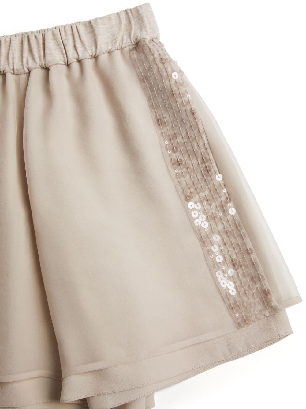 Shop Brunello Cucinelli Sequin-embellished Silk Shorts In Neutrals