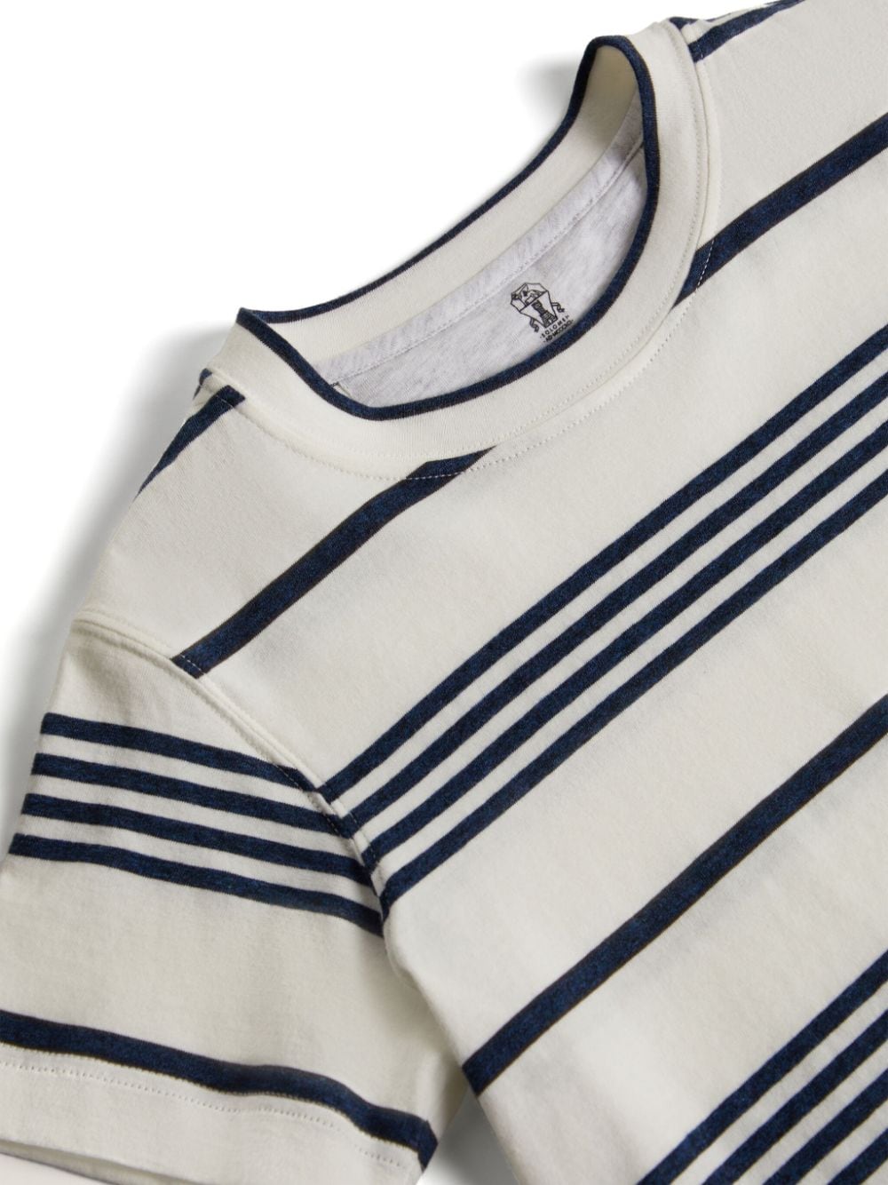 Shop Brunello Cucinelli Striped Cotton T-shirt In 白色