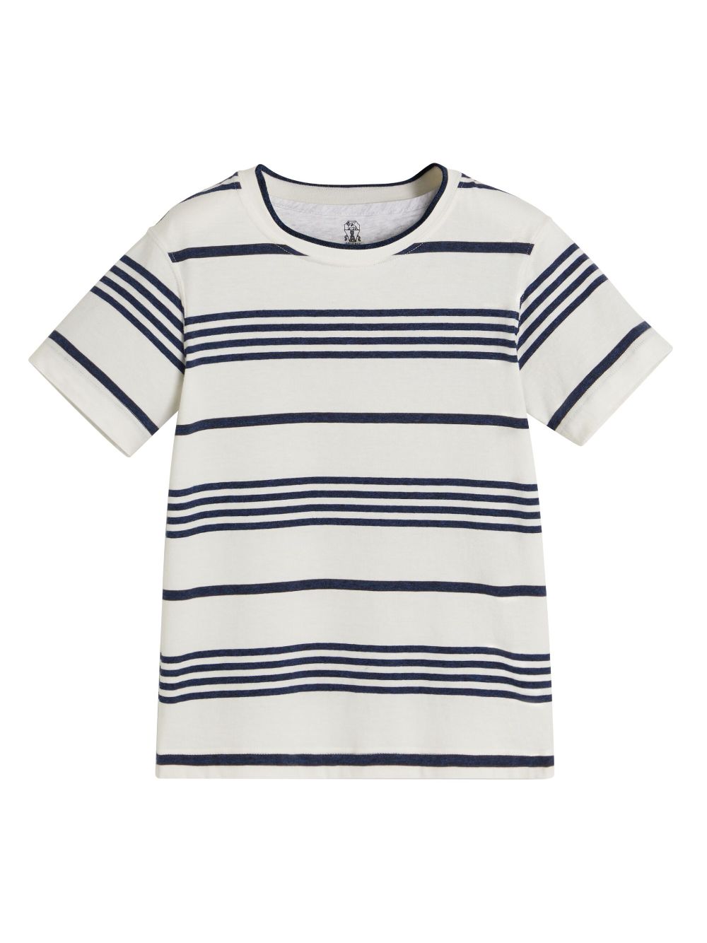 Brunello Cucinelli Kids' Striped Cotton T-shirt In 白色