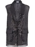 Brunello Cucinelli sequinned silk waistcoat - Black