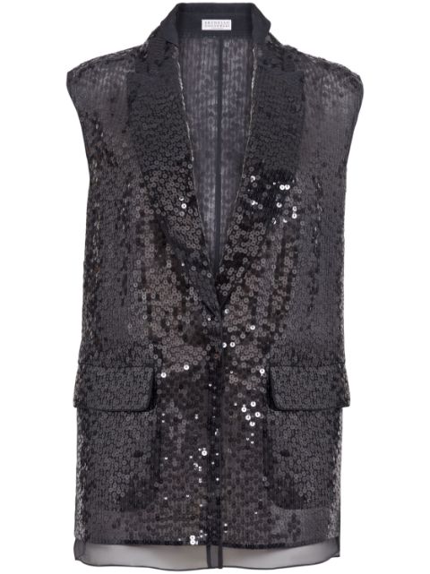 Brunello Cucinelli sequinned silk waistcoat Women