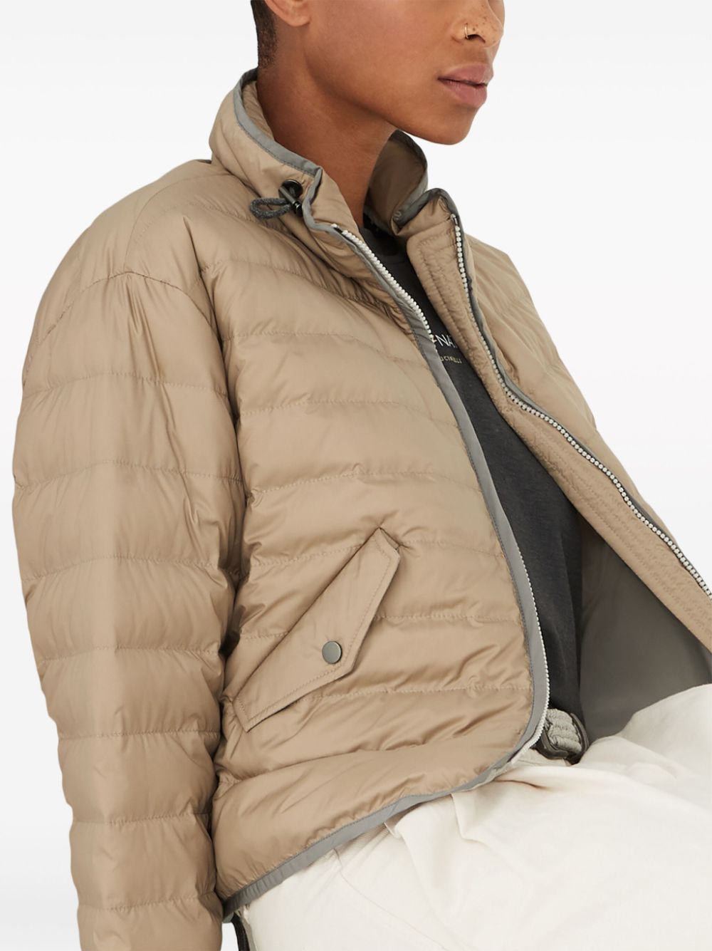 Brunello Cucinelli stand-up collar quilted puffer jacket Women