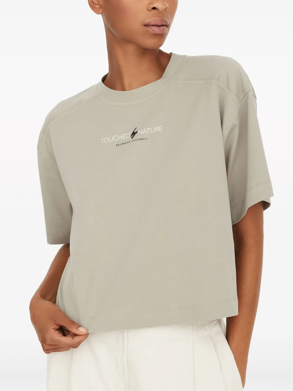 Brunello Cucinelli T-shirt met tekst Groen