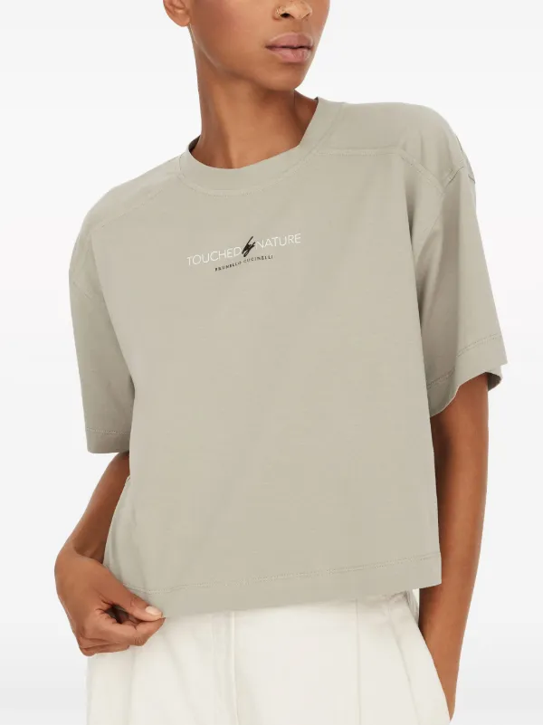 Tシャツ・カットソー BRUNELLO CUCINELLI BEIGE COTTON T-SHIRT Brunello Cucinelli slogan-print Cotton T-shirt | Green