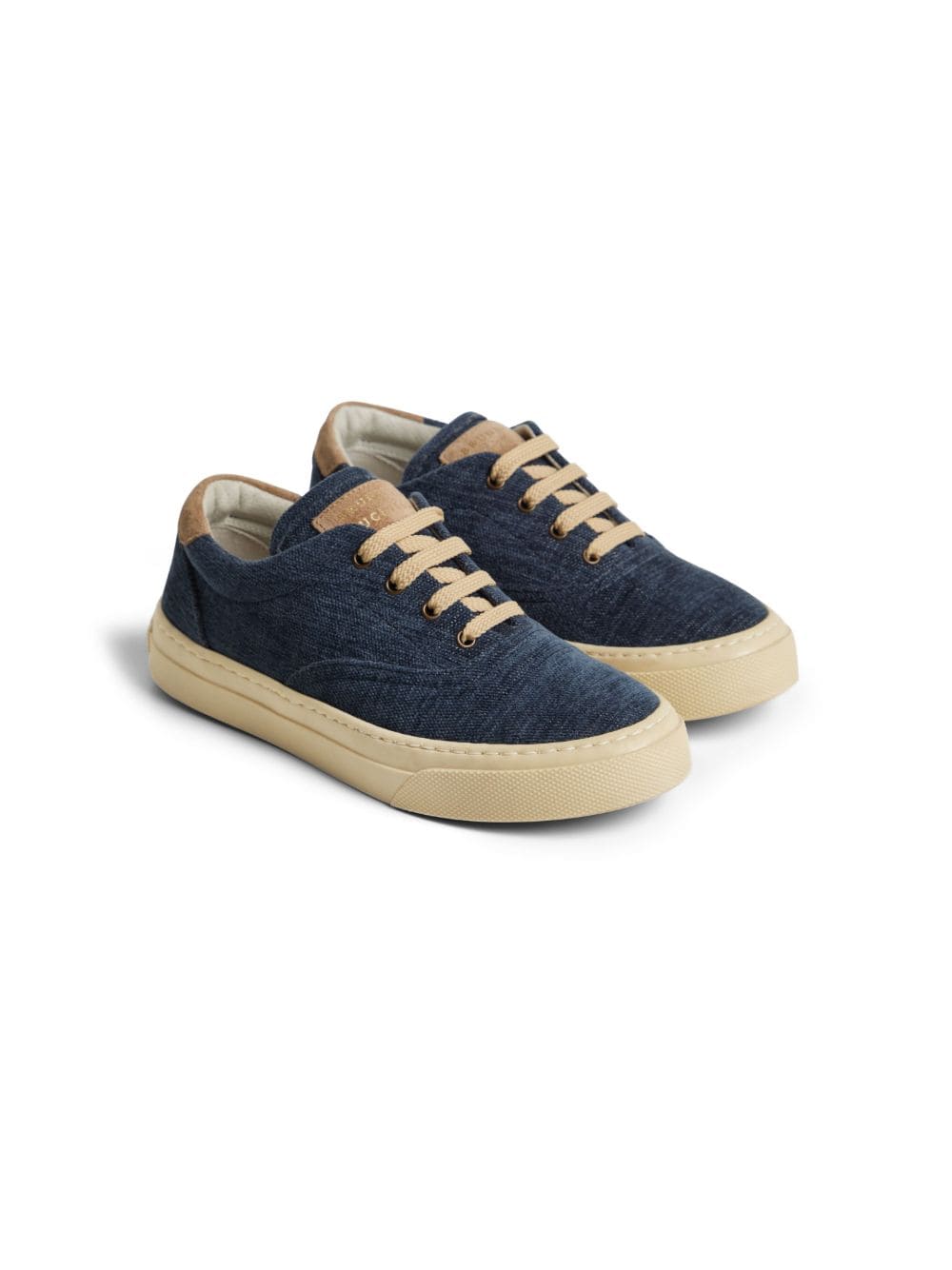 Brunello Cucinelli Kids' Low-top Canvas Sneakers In Blue