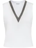 Brunello Cucinelli Monili-chain cotton tank top - White