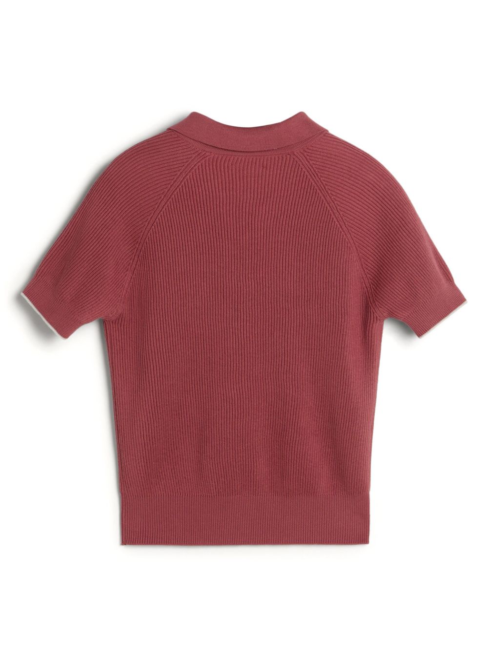 Shop Brunello Cucinelli Ribbed Polo Jumper In Red