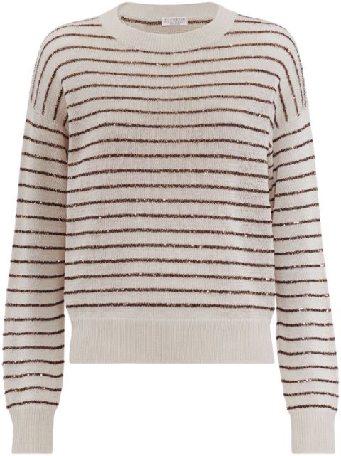 Brunello Cucinelli sequin-embellished crew-neck jumper Women