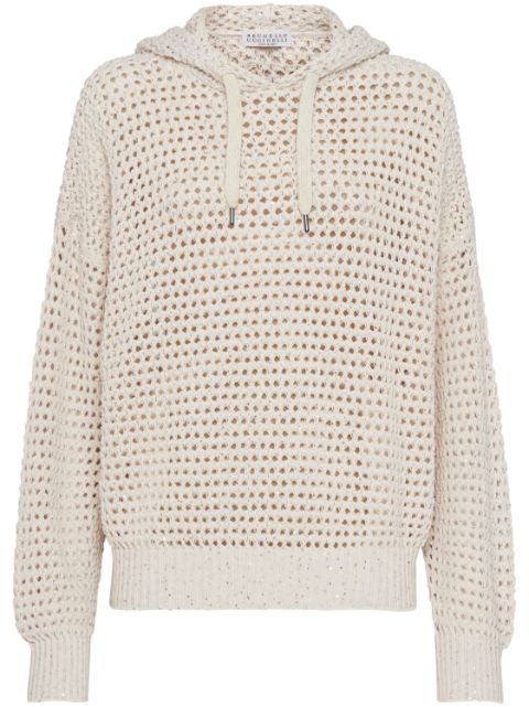 Brunello Cucinelli open-knit hoodie Women