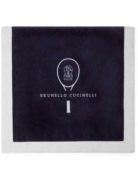 Brunello Cucinelli serviette en coton à logo brodé